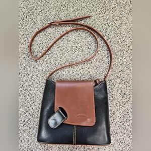 L'artigiano Italian Made Black & Brown Shoulder Bag Small Purse High Quality GUC